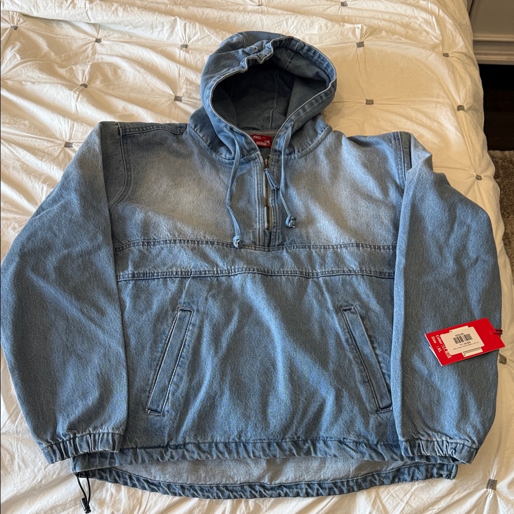Blue Denim Jean Jacket pullover with zipper